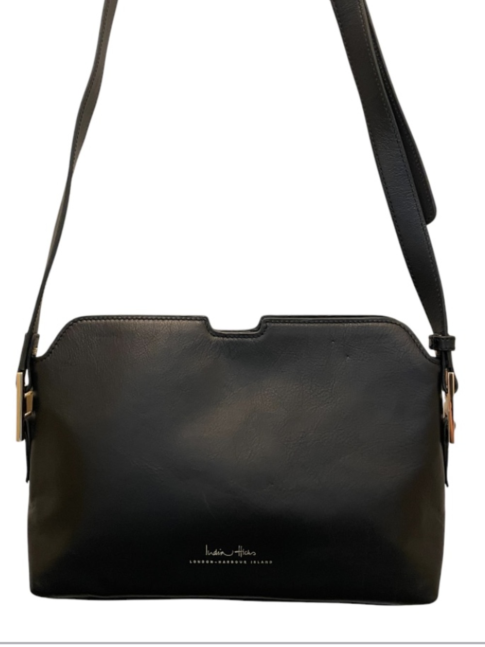 India Hicks Black Crossbody Bag with Gold Hardware